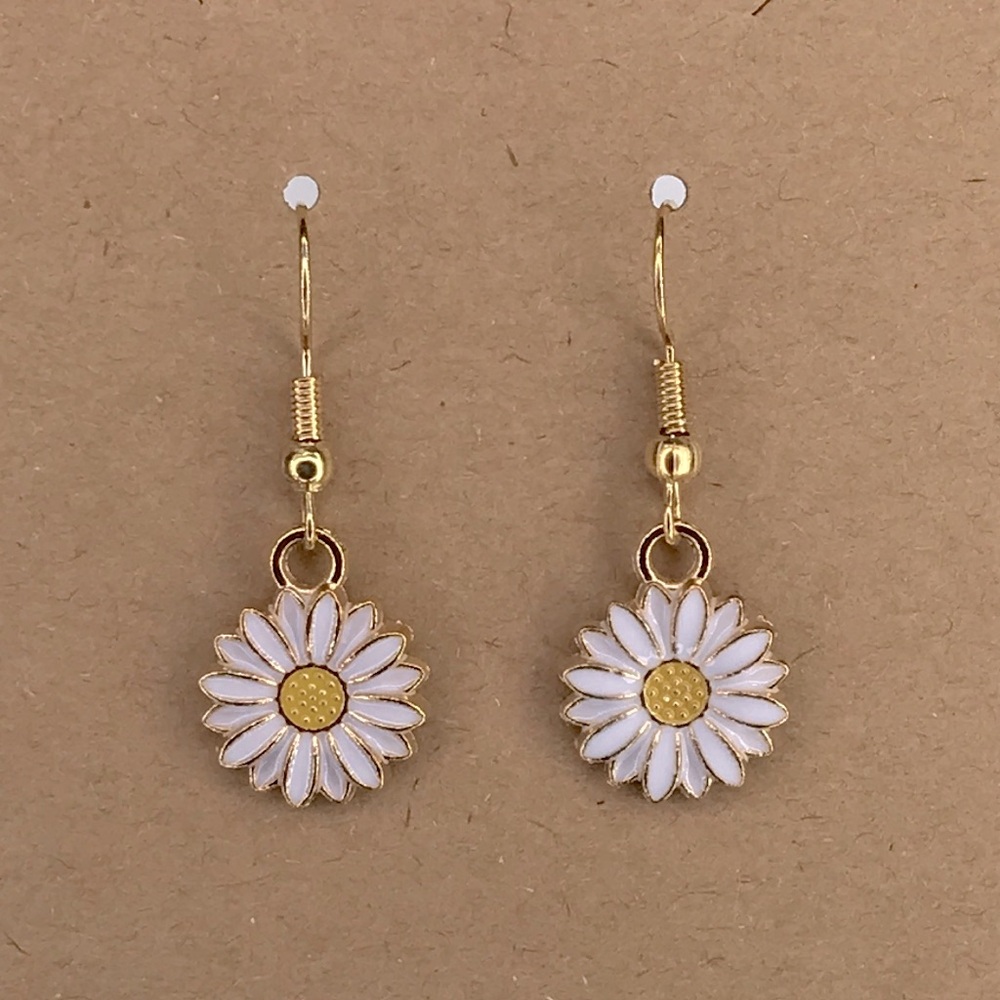Gold-Tone White Daisy Drop Earrings - Women Fashion  Jewelry